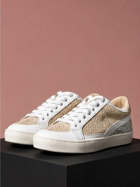 Yellow Lace Up Metallic Sparkle Boho Harlow Sneakers